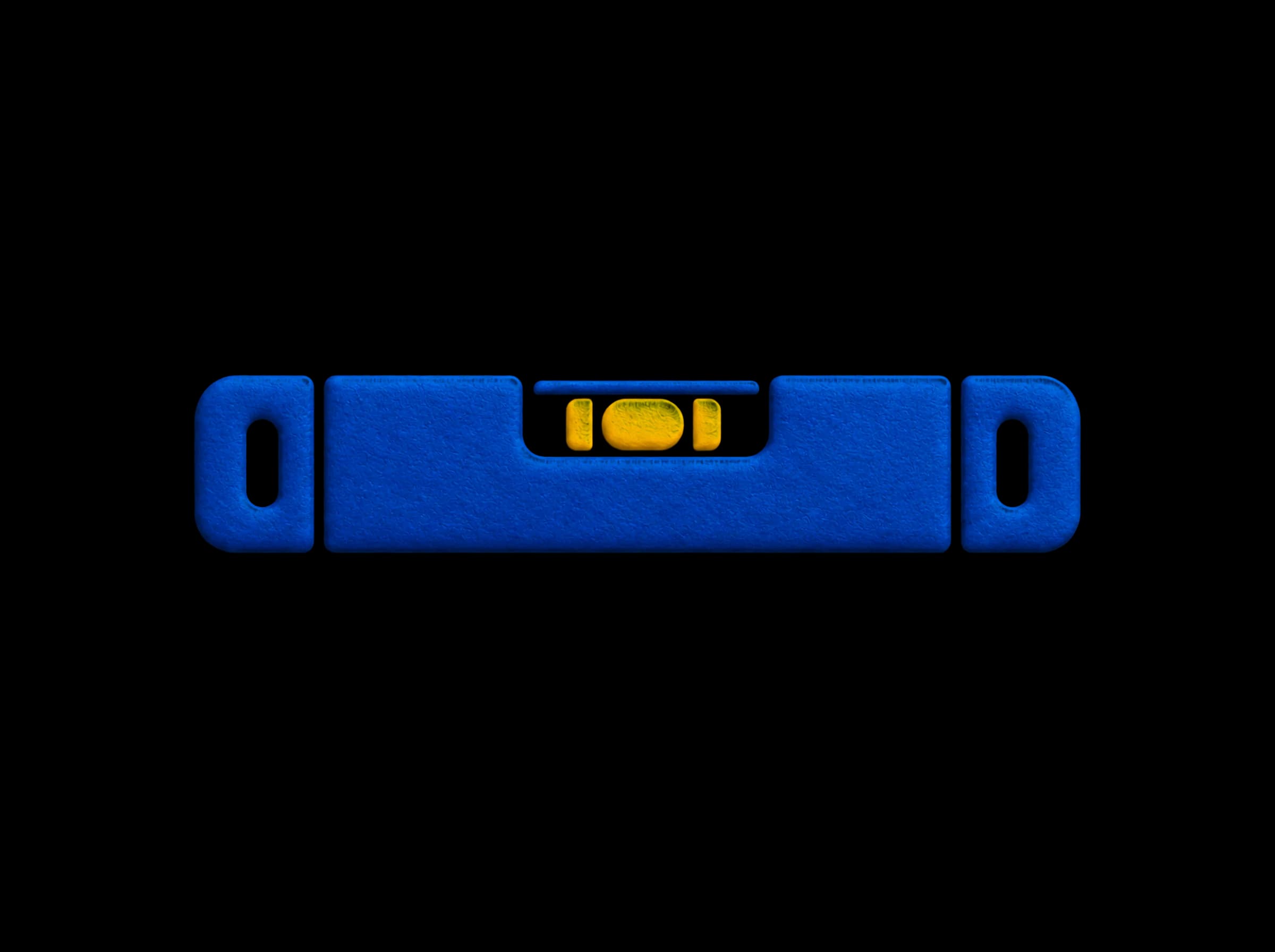Pressed-paper illustration: a spirit level with its yellow bubble dead center.